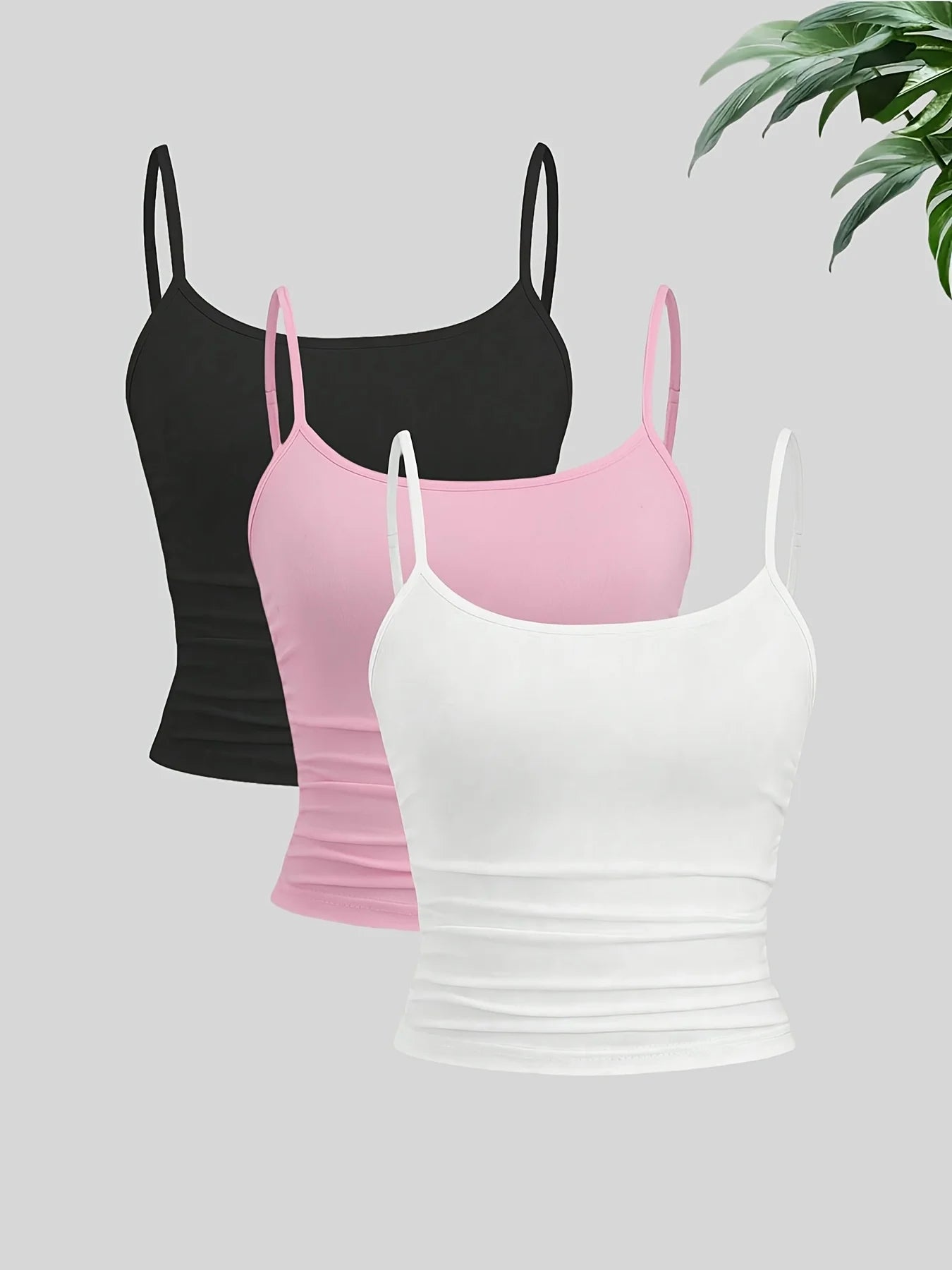 Conjunto de 3 Piezas de Top sin Mangas Liso Versátil Estilizador
