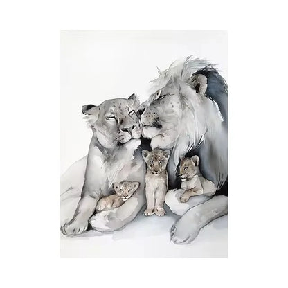 Lion Family Canvas Painting Print