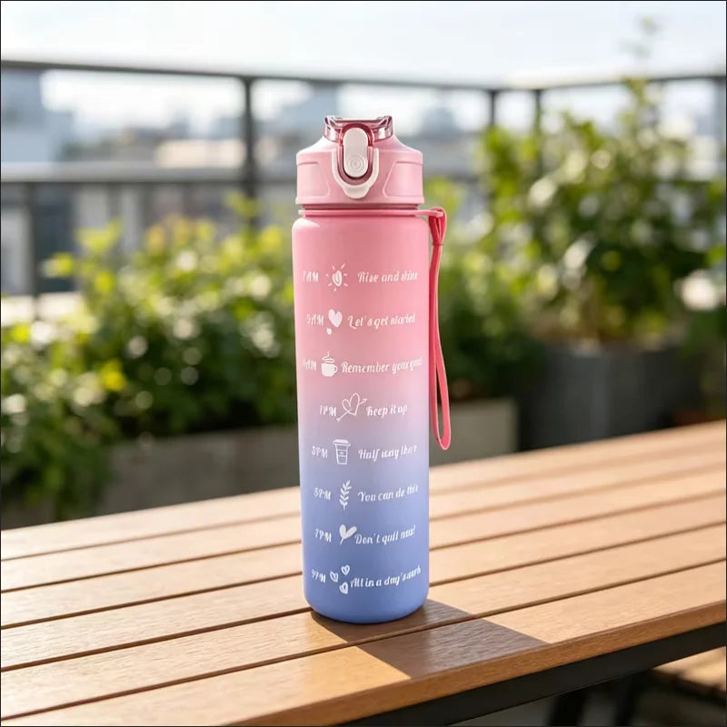 Frosted Gradient Water Bottle with Portable Straw and Handle