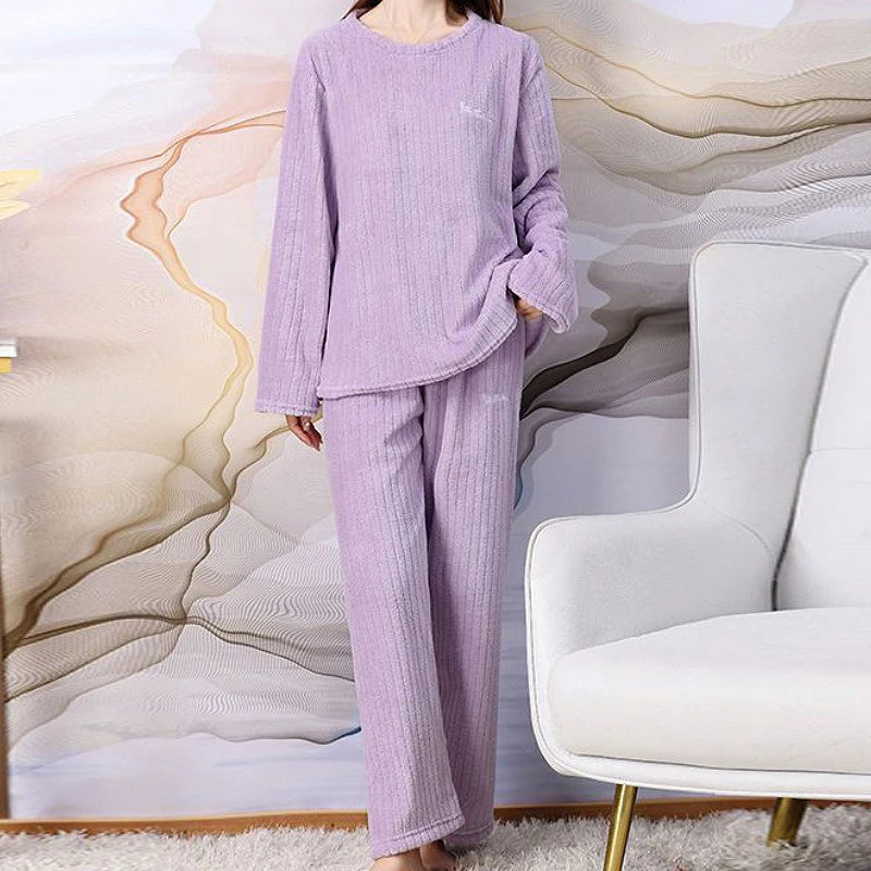 Conjunto de top tipo jersey con cuello redondo y pantalón de cintura elástica holgada a cuadros