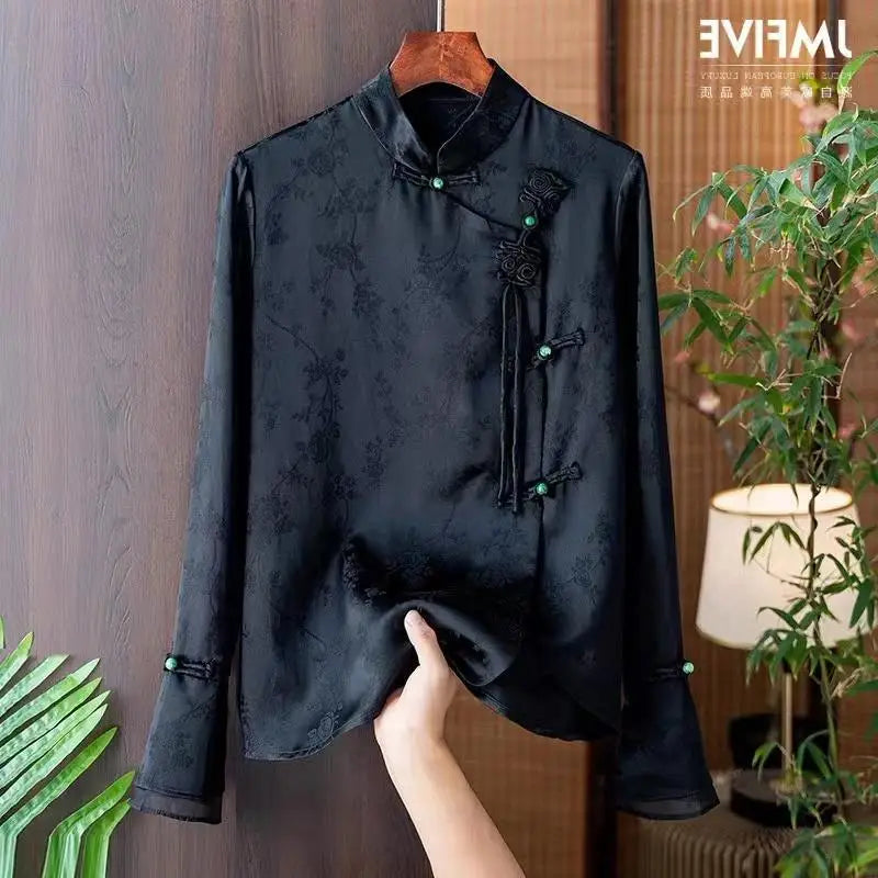 Primavera Vintage Blusa Mujer Ropa Mujer Tops Camisa Casual Moda Ropa Manga Larga Streetwear Otoño Elegante Estilo Étnico