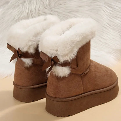 Botas de invierno de piel para mujer, botas de nieve bajas, zapatos de piel cálidos, botas cortas de invierno de moda para mujer, mini-botas exteriores antideslizantes