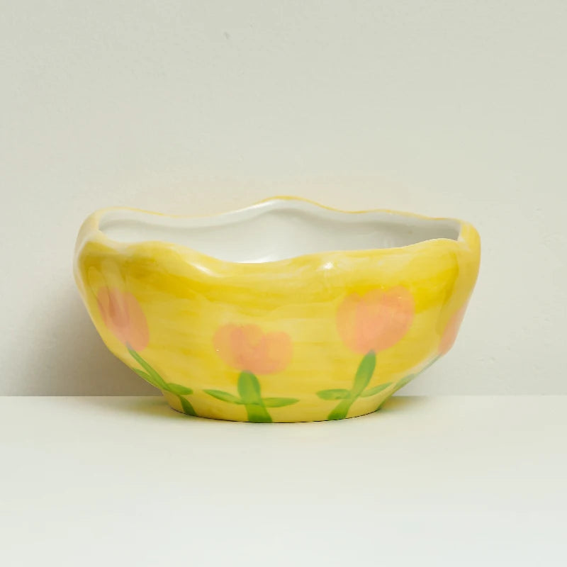 Irregular Hand-painted Flowers Mug
