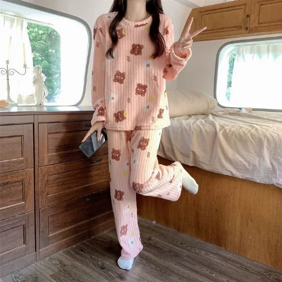 Conjunto de top tipo jersey con cuello redondo y pantalón de cintura elástica holgada a cuadros
