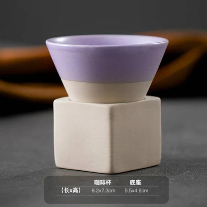 Retro Japanese Triangular Cone Shape Pottery Tea Coffee Cup