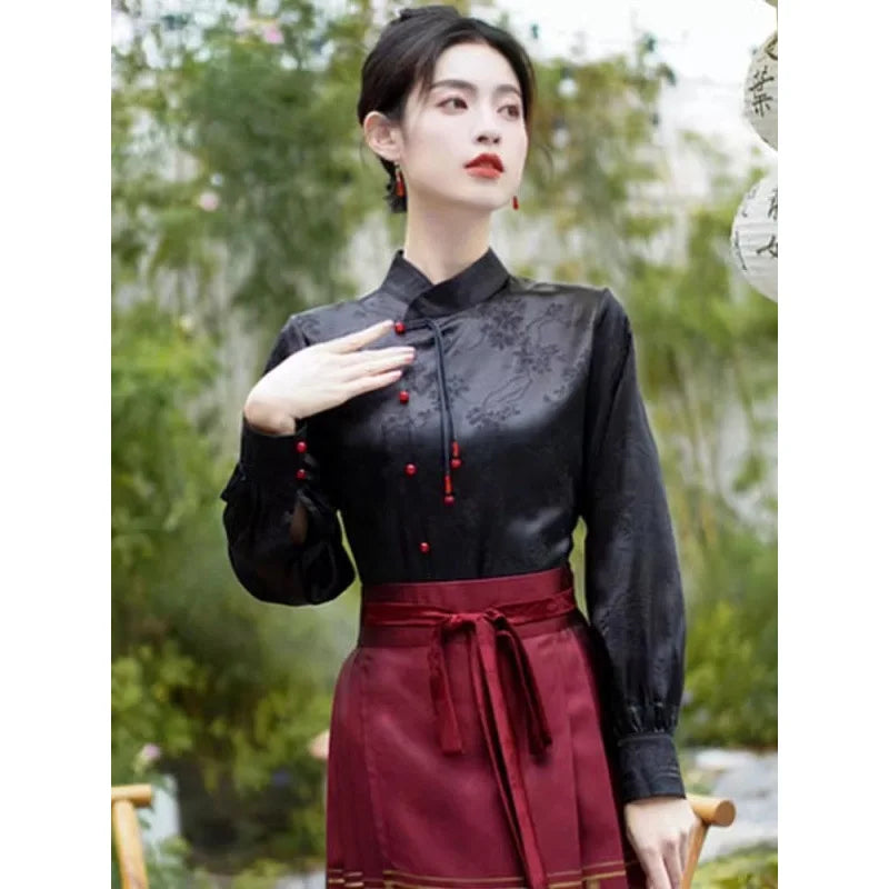 Primavera Vintage Blusa Mujer Ropa Mujer Tops Camisa Casual Moda Ropa Manga Larga Streetwear Otoño Elegante Estilo Étnico