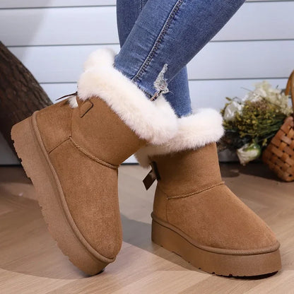 Botas de invierno de piel para mujer, botas de nieve bajas, zapatos de piel cálidos, botas cortas de invierno de moda para mujer, mini-botas exteriores antideslizantes