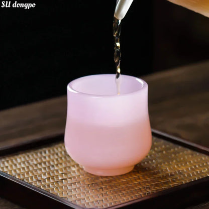 Hibiscus Jade Porcelain Gourd Teacup