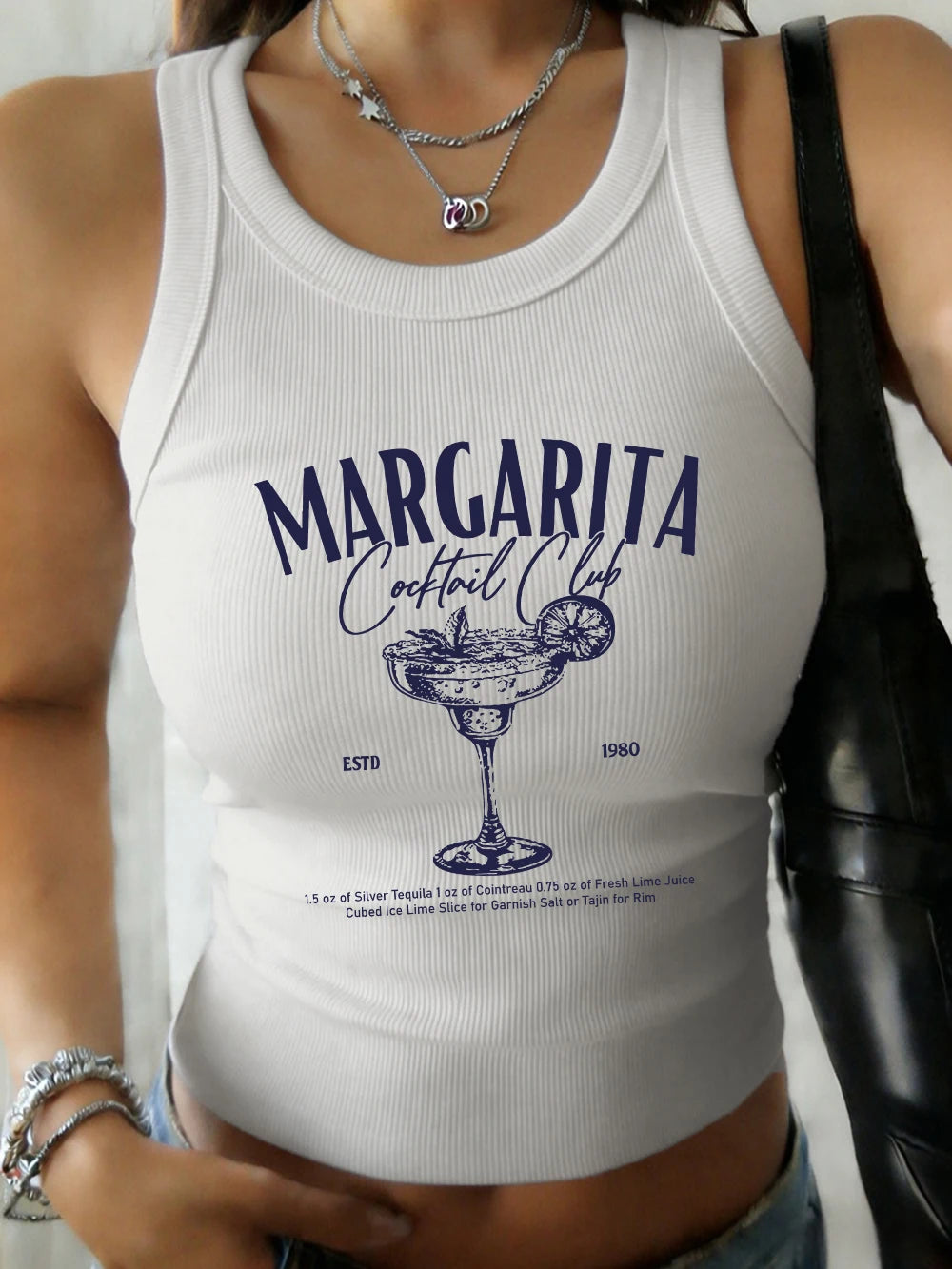 Margarita Cocktail Club Prints O-Neck Sleeveless Tank