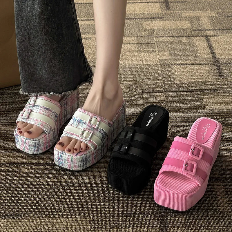 Zapatillas de plataforma de punta cuadrada