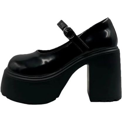 Chunky Platform Ankle Strap Pumps