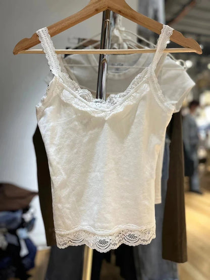 Sweet Lace Patchwork Slim Tank Top