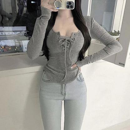 Lace Up Long Sleeve Tee