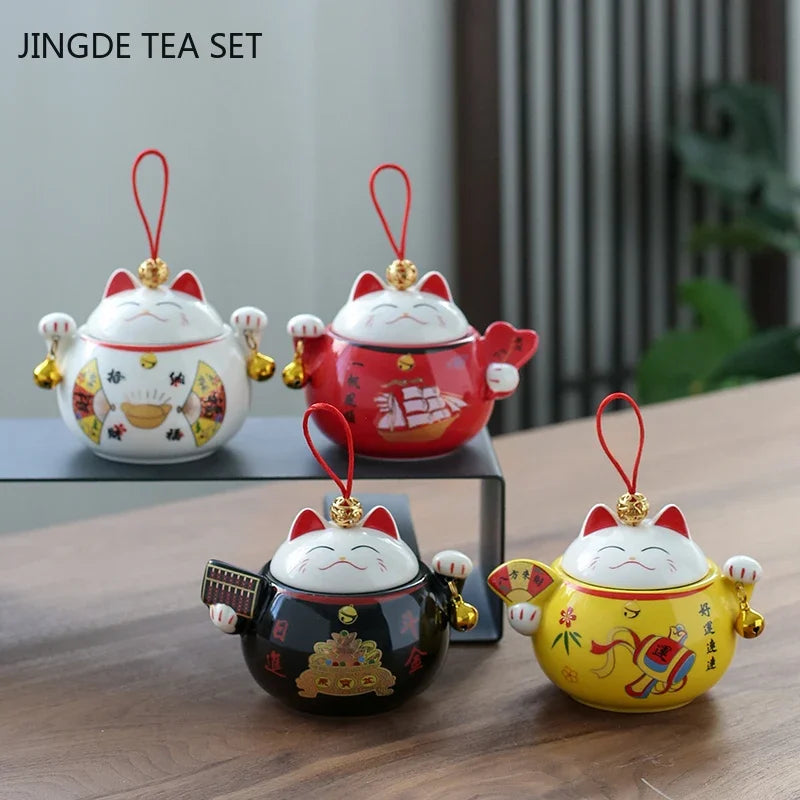 Lucky Cat Ceramic Tea Tin