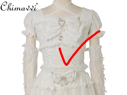 Camisa Lolita Dulce y Linda Liz de Estilo Japonés 2025 Nueva Camisa de Encaje con Lazo Elegante de Estilo Princesa con Manga de Retazos Pesados