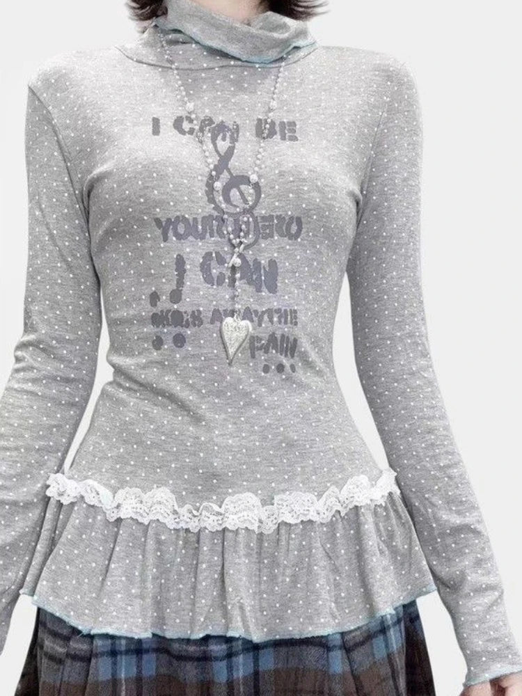 Print Dot Long Sleeve T Shirt