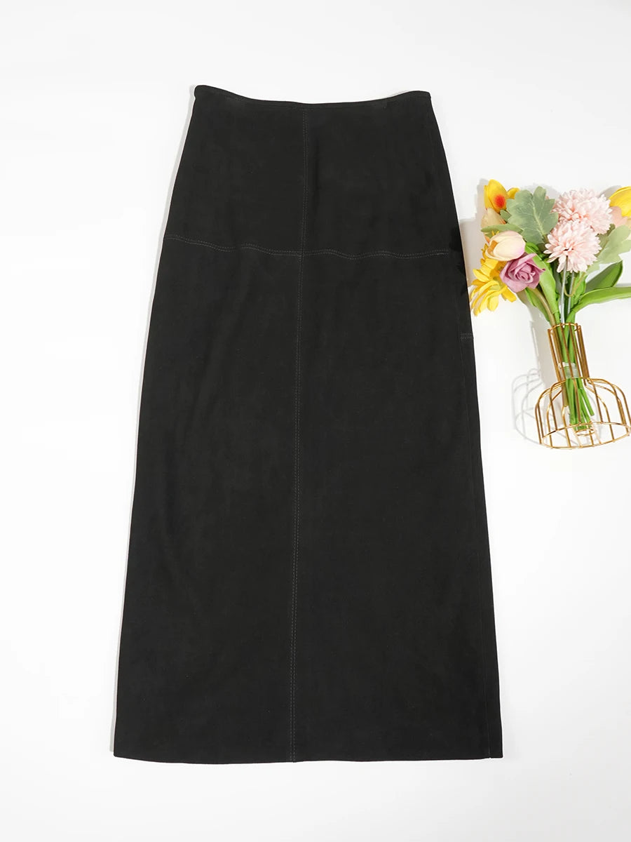 Sheepskin Suede Leather Skirt
