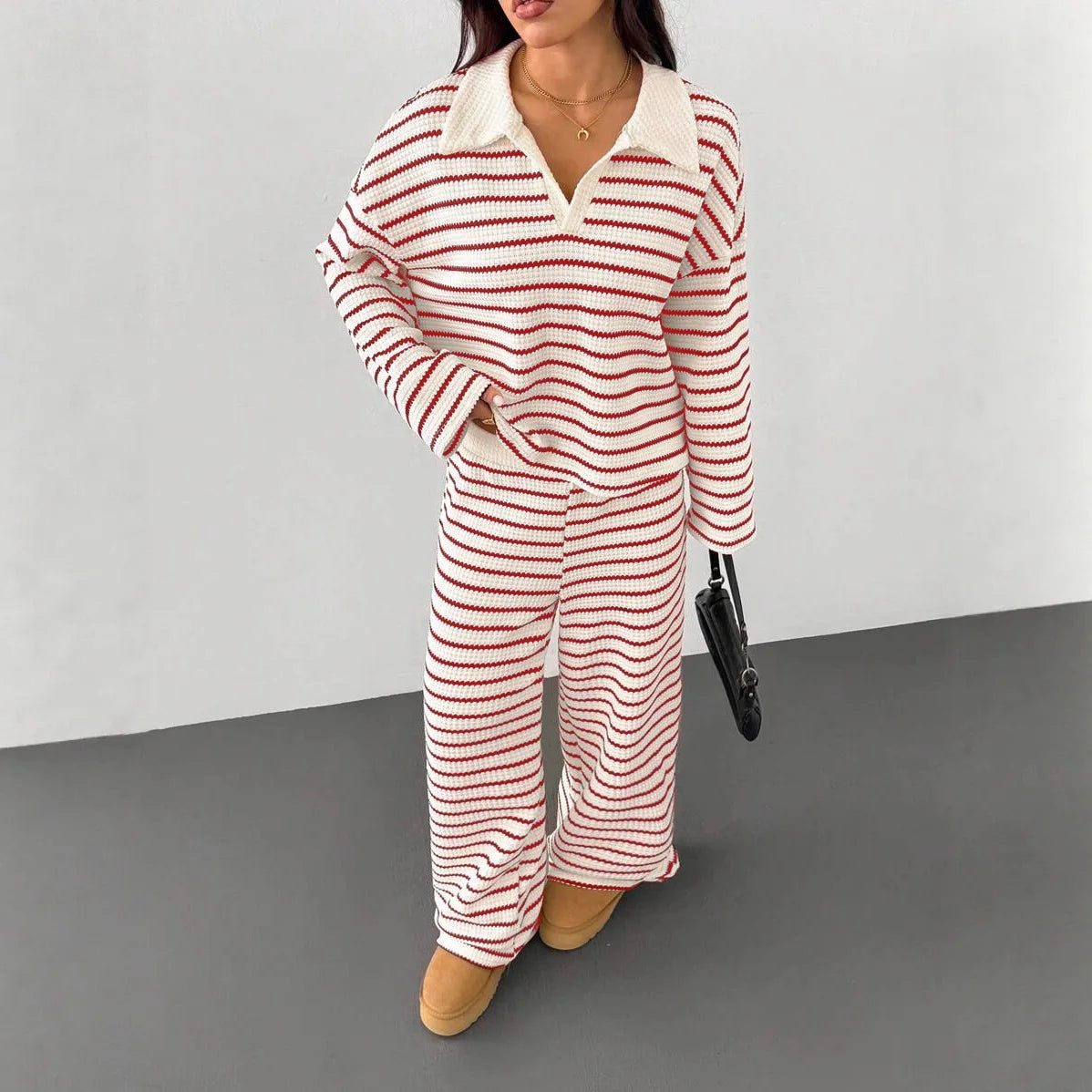Conjunto de pantalón holgado a rayas