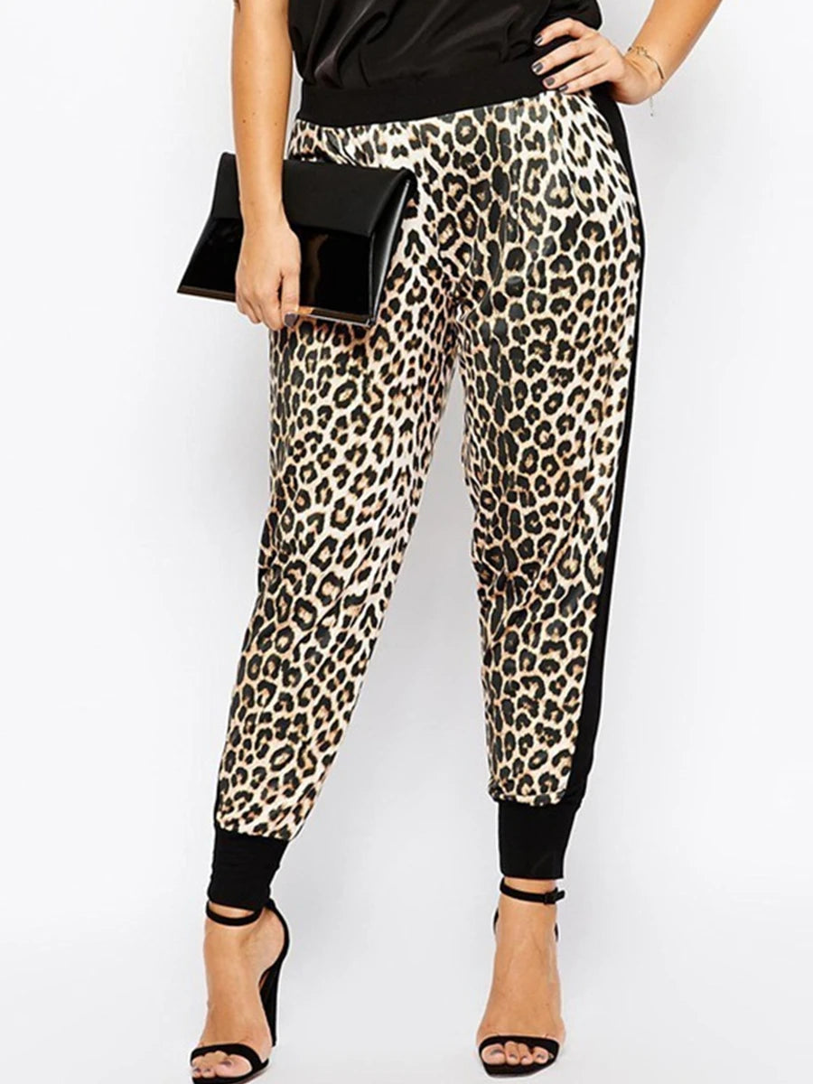 Pleated Causal Leopard Pants