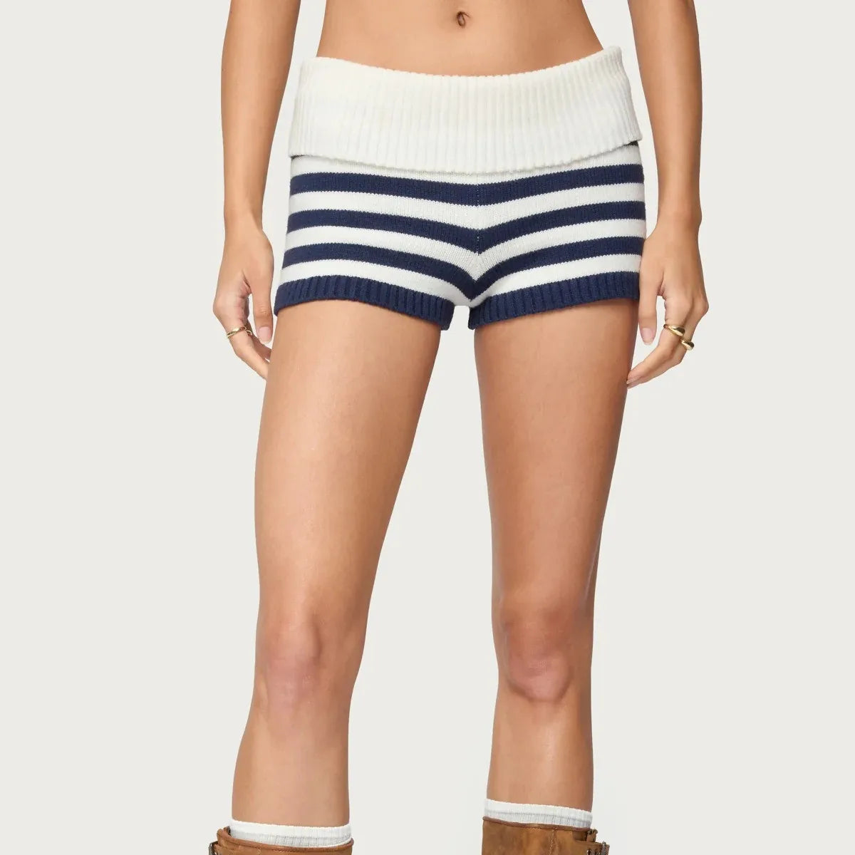 Striped Knit Micro Shorts