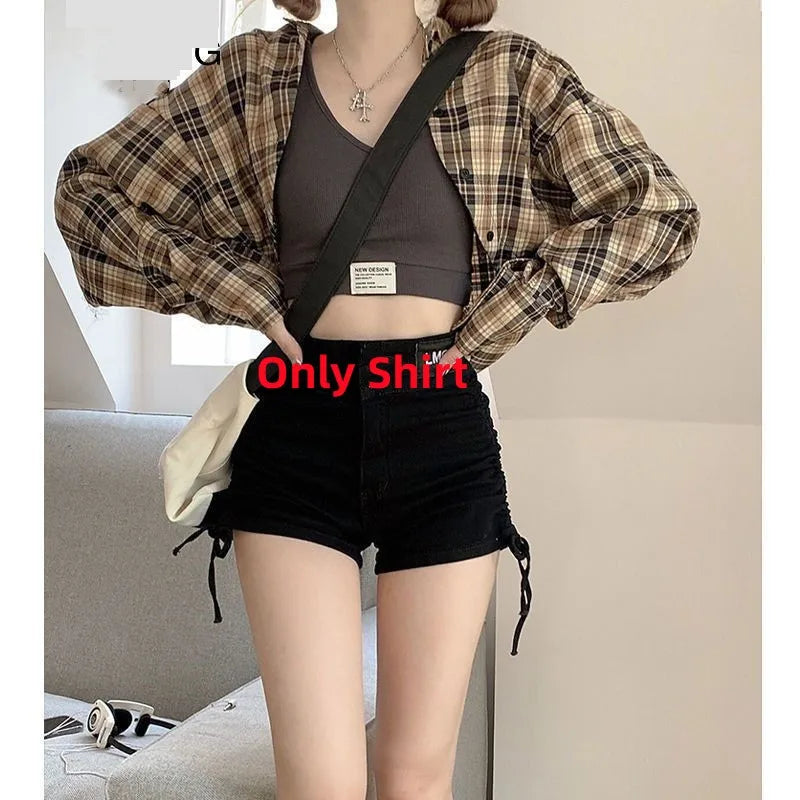 Plaid Shirt + Irregular Dress Set