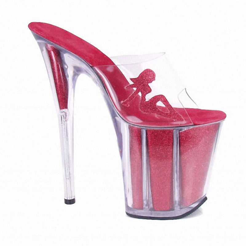 Transparent Crystal Rose Flower Stiletto