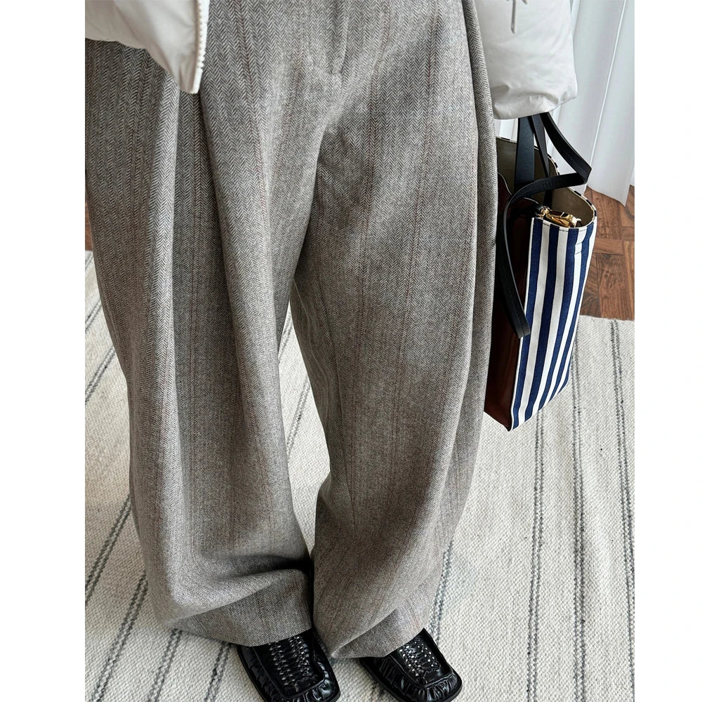 Wide Leg High Waist Striped Straight Pants