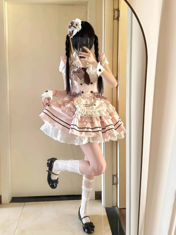 Conjunto de Corsé de Encaje y Falda Abullonada