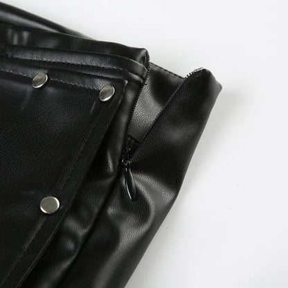 Rivet Buckle Belt Low Waist Leather Shorts