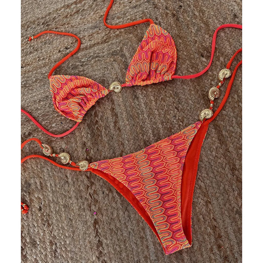 2025 Halter Bikinis Mujer Traje de Baño Nuevo Sexy Ropa de Baño Conjunto de Bikini Tejido Brasileño Biquini Micro Ropa de Playa Femenina Ropa de Fiesta