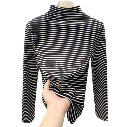 Stripe Long Sleeve Turtleneck Shirt