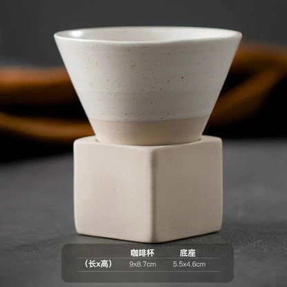 Retro Japanese Triangular Cone Shape Pottery Tea Coffee Cup
