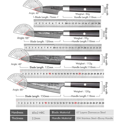 Damascus Steel Professional Kitchen Knives