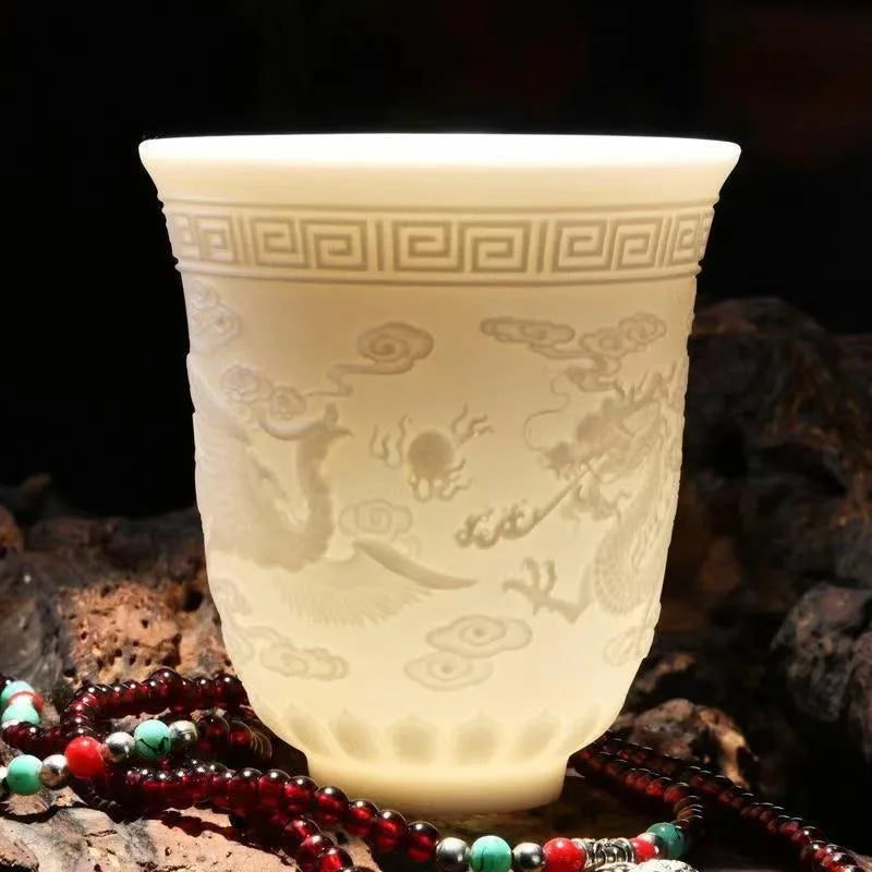 Yangzhi Jade Porcelain Heart Sutra Cup