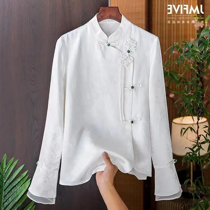 Primavera Vintage Blusa Mujer Ropa Mujer Tops Camisa Casual Moda Ropa Manga Larga Streetwear Otoño Elegante Estilo Étnico