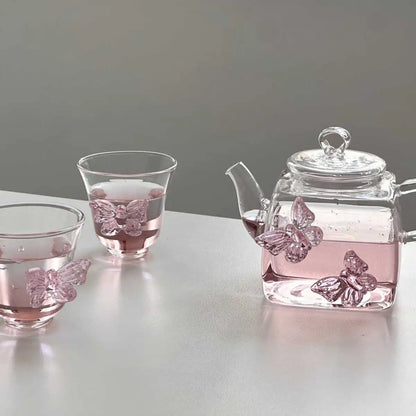 3D Sculpture Butterfly Glass Teapot