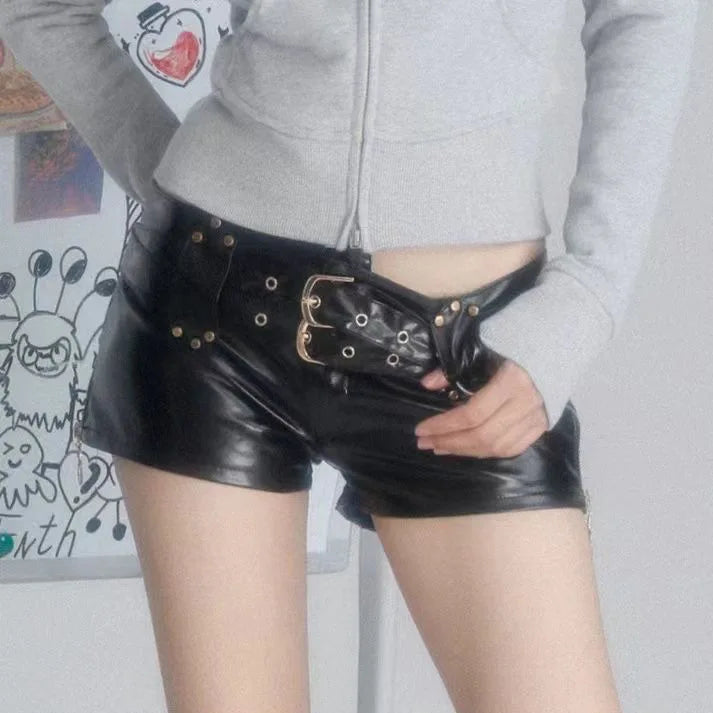 Low Waist Bodycon PU Leather Shorts