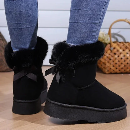 Botas de invierno de piel para mujer, botas de nieve bajas, zapatos de piel cálidos, botas cortas de invierno de moda para mujer, mini-botas exteriores antideslizantes