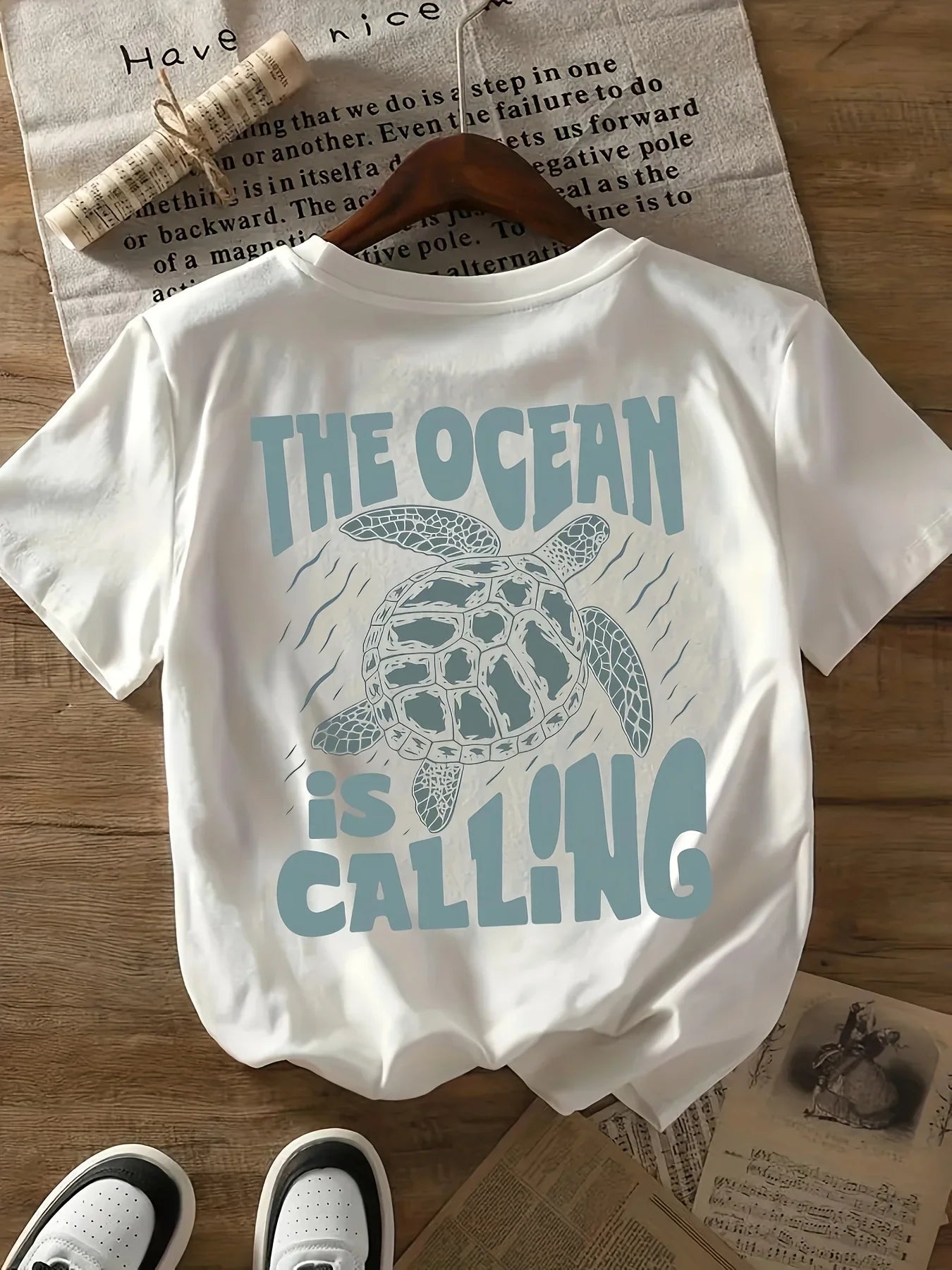 Camiseta estampada de tortuga marina