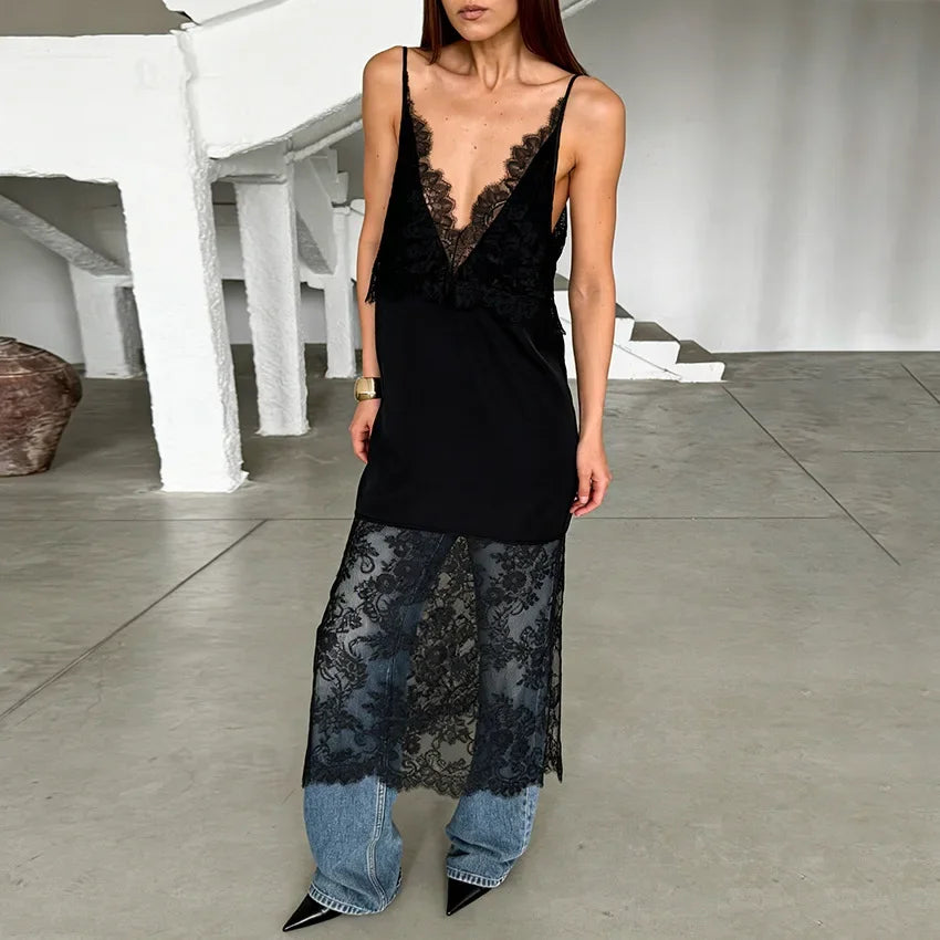 Lace Patchwork Sling Dress