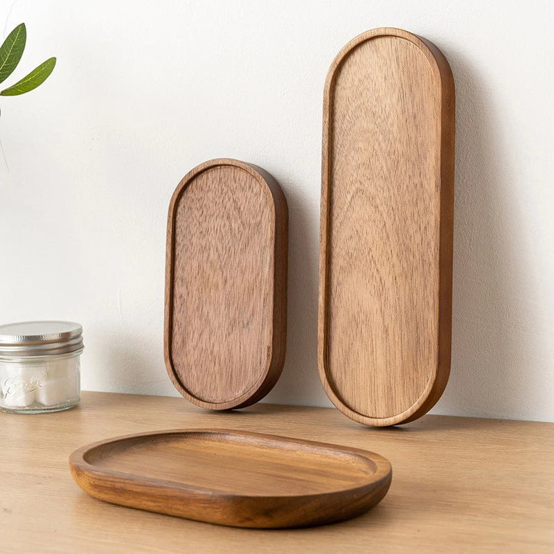 Solid Wood Round Dessert Plate