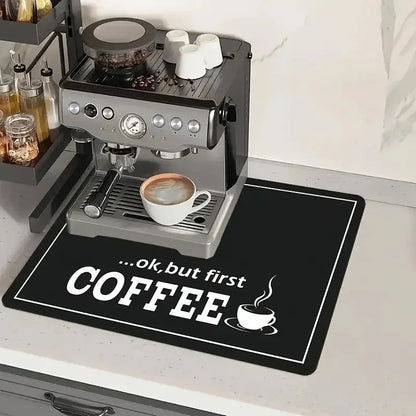 Ok But First Coffee Print Absorbent Mat