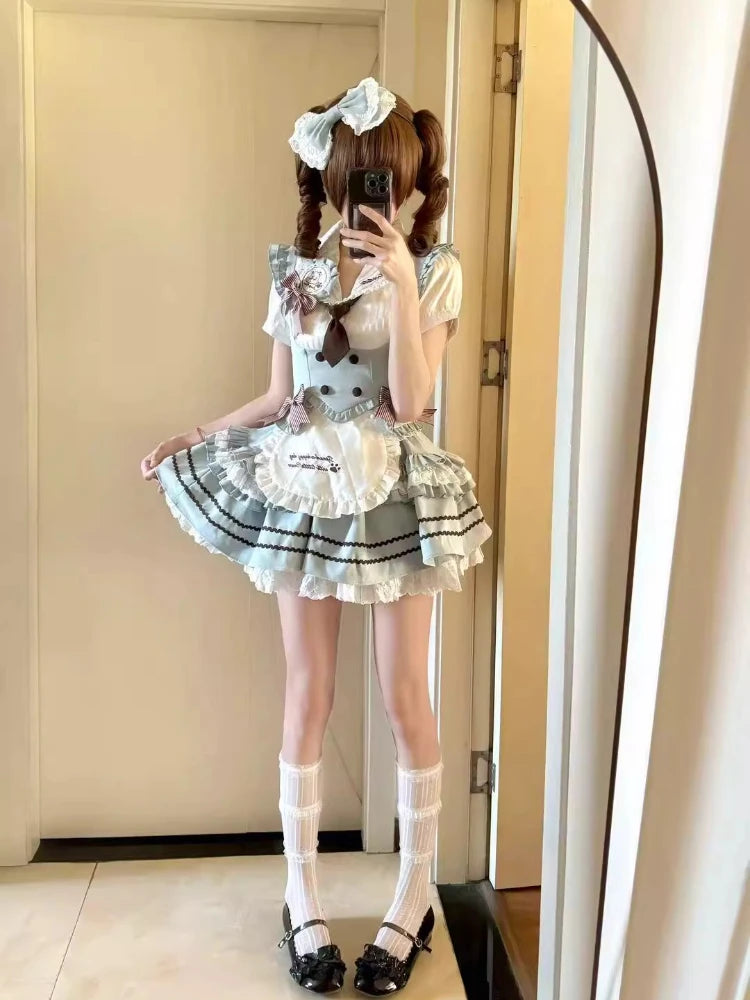Conjunto de Corsé de Encaje y Falda Abullonada