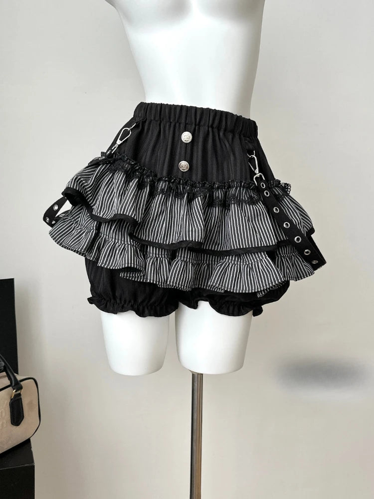 Conjunto de 3 Piezas de Cárdigan de Manga Larga con Lazo + Falda Corta con Volantes y Cintura Elástica