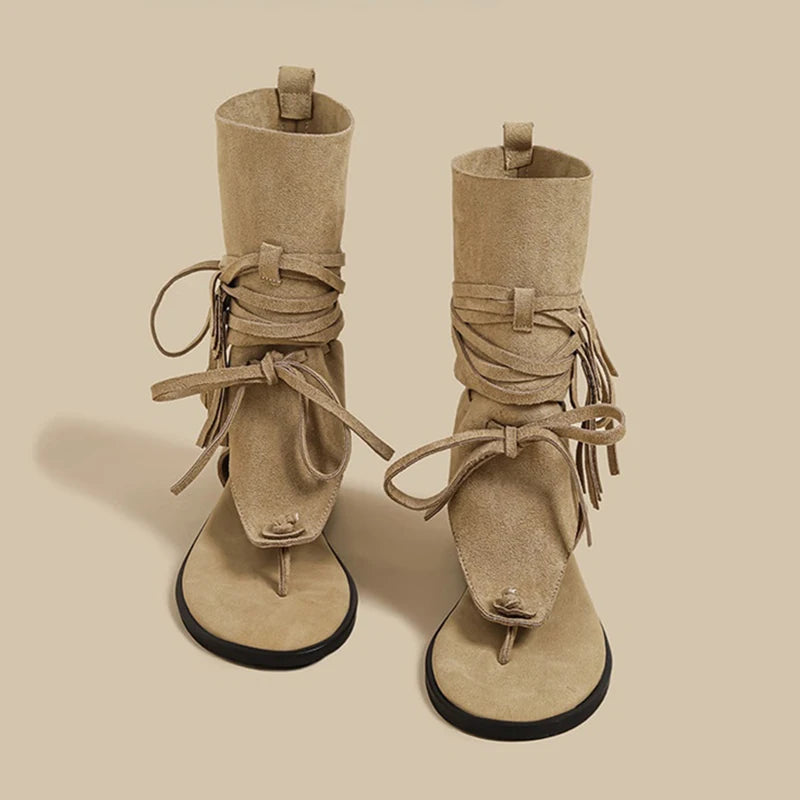 Gladiator Fringe Ankle Sandals