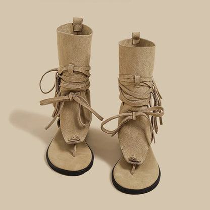 Gladiator Fringe Ankle Sandals