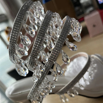 Crystal Pendant Twine Sandals
