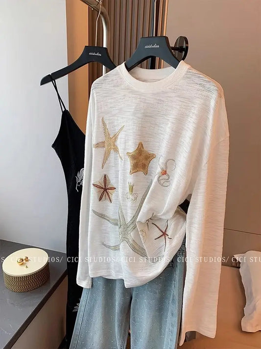 Camiseta de manga larga con estrellas de mar