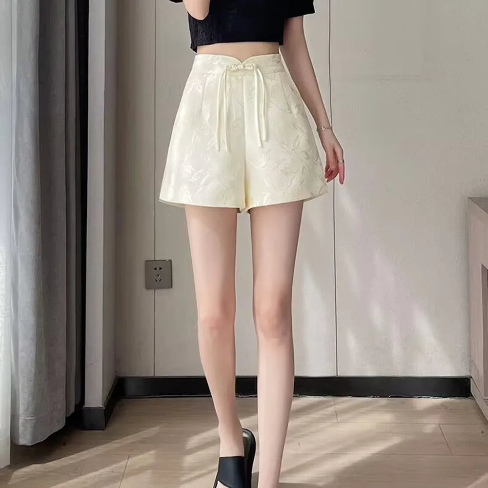 Jacquard Satin Tassel Shorts