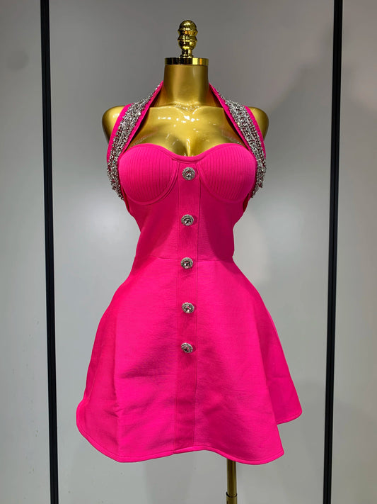 Backless Beading A Line Bandage Dress